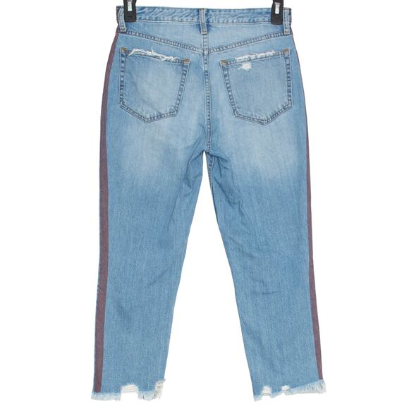 Abercrombie Jeans Annie High Rise Girlfriend Distressed Raw Hem Blue 6/28 Short - Picture 5 of 6